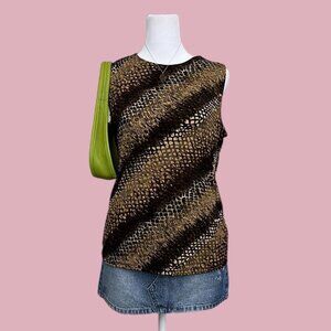brown striped snake print y2k stretchy sleeveless blouse